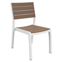Biela/hnedá plastová záhradná stolička Harmony – Keter