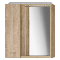 Aqualine Aqualine, ZOJA/KERAMIA FRESH galérka s LED osvetlením 60x60x14cm, ľavá,dub platin, 4502