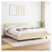 vidaXL Posteľný rám boxspring s matracom krémový 160x200 cm látka