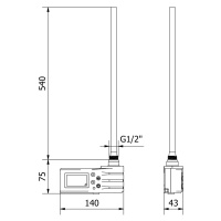 Mexen FA-J1229, elektrická vykurovacia tyč s termostatom 600W, čierna, W959-0600-70