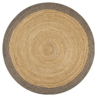 Ručne vyrobený koberec z juty so sivým okrajom 90 cm