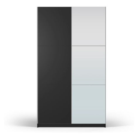 Čierna šatníková skriňa so zrkadlom a s posuvnými dverami 122x215 cm Lisburn - Cosmopolitan Desi Cosmopolitan design