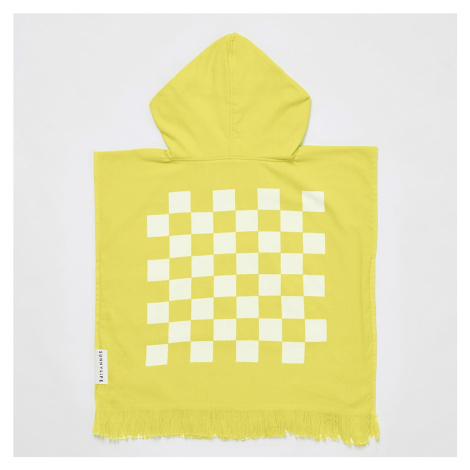 Žltá detská plážová osuška s kapucňou Sunnylife Checkerboard, 3-6 rokov