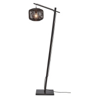 Čierna stojacia lampa s ratanovým tienidlom (výška 150 cm) Tanami – Good&Mojo