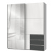 Sconto Šatníková skriňa ELIOT biela/grafit, šírka 200 cm, zrkadlo