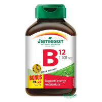 JAMIESON Vitamín B12 metylkobalamín 1200 μg s postupným uvoľňovaním 60 + 20 tabliet ZADARMO