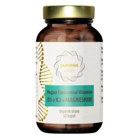PURAVIA LABS Liposomálny vitamín d3 + k2 + magnézium vegan 30 kapsúl