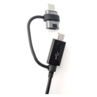 Kábel Samsung Combo EP-DG950DBE, USB-A na microUSB/redukcia USB-C, 1.4m, čierny (Bulk)