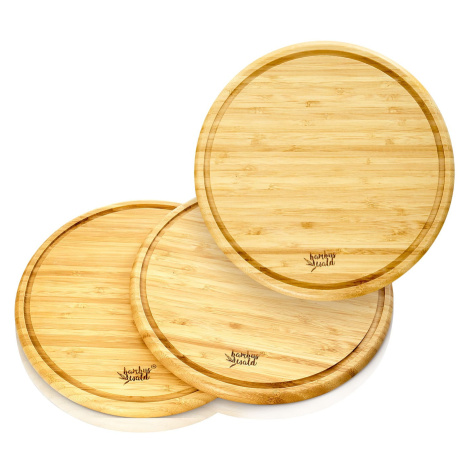 Klarstein 3-dielna súprava bambusových raňajkových dosiek, okrúhle, 25 x 1,6 cm (ØxV), jednoduch