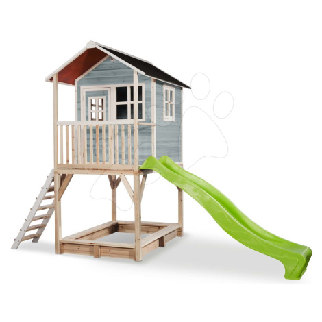 Domček cédrový na pilieroch Loft 700 Blue Exit Toys s vodeodolnou strechou pieskoviskom a 2,28 m
