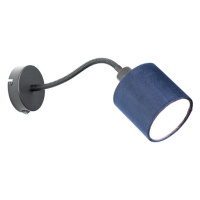 Nástenná lampa čierna s modrým tienidlom vypínača a ohybným ramenom - Merwe