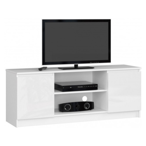 Stolík pod TV RTV 140 2D 1P biely, lesk