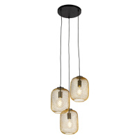 Art Deco závesná lampa zlatá 45 cm 3-svetlá - Bliss Mesh