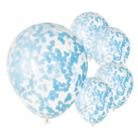 Balóniky latexové s konfetami modré srdiečka 5 ks