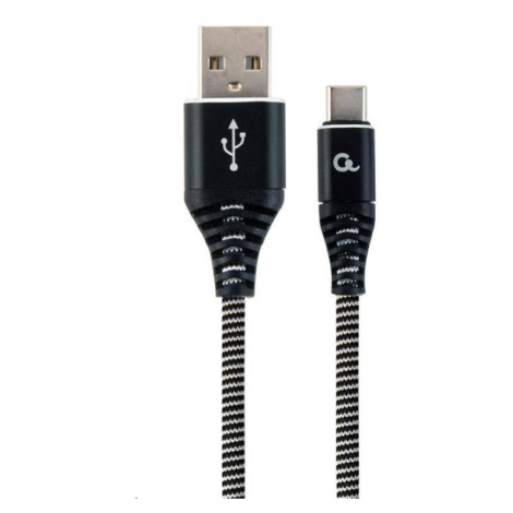 GEMBIRD CABLEXPERT USB 2.0 Kábel AM na typ C (AM/CM), 1 m, opletený, čiernobiely, blister, PREMI