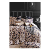 Hnedé predĺžené štvordielne bavlnené obliečky na dvojlôžko s plachtou 200x220 cm Leopard – Mila 
