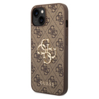 Guess PU 4G Metal Logo Zadný Kryt pre iPhone 14 Brown