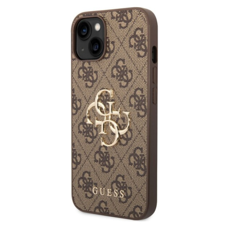 Guess PU 4G Metal Logo Zadný Kryt pre iPhone 14 Brown