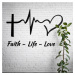 Drevená kresťanská nálepka - Faith, Life, Love