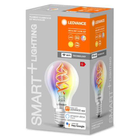 LEDVANCE SMART+ WiFi E27 4,5W Classic číra RGB 827