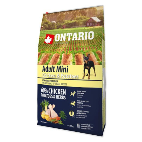 Krmivo Ontario Adult Mini Chicken & Potatoes 6,5kg