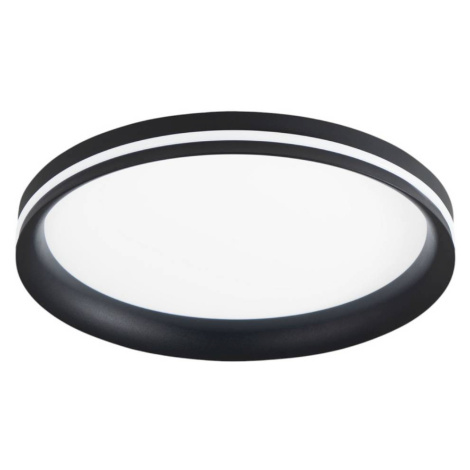 Stropné LED svetlo Isy, čierne, Ø 35 cm, kov, CCT, stmievateľné Fabas Luce