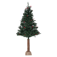 Vianočný stromček so šiškami na pníku, posnežený, 210 cm, PNIK TYP 3