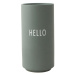 Zelená porcelánová váza Design Letters Hello, výška 11 cm