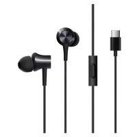 Drôtové stereo slúchadlá do uší, USB Type-C, mikrofón, funkčné tlačidlo, Xiaomi, čierne, z výrob