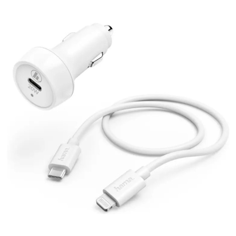 HAMA 210564 SET RYCHLA USB NABIJACKA DO VOZIDLA USB-C PD 20 W + KABEL USB-C LIGHTNING 1 M