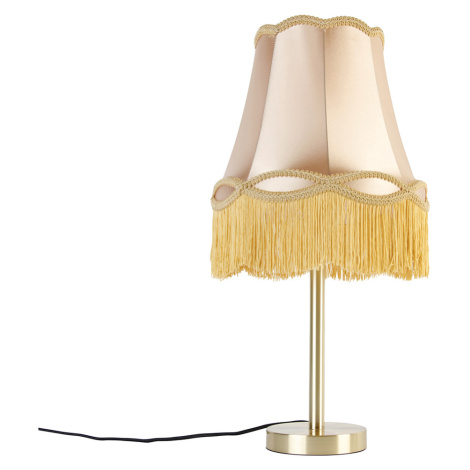 Klasická stolná lampa mosadz s tienidlom Granny zlatá 30 cm - Simplo QAZQA