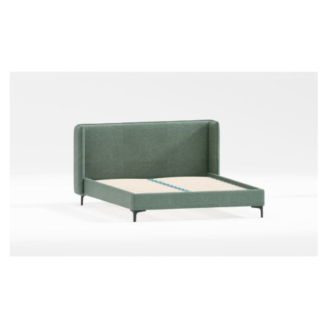 Zelená čalúnená dvojlôžková posteľ s roštom 140x200 cm Basti – Ropez