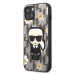 Plastové puzdro Karl Lagerfeld na Apple iPhone 13 KLHCP13MPMNFIK1 Ikonik Flower Monogram sivé