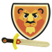 Dřevěný štít a meč LION