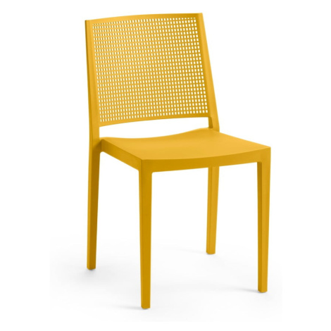 Žltá plastová záhradná stolička Grid – Rojaplast