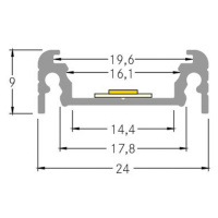 Montážny profil BRUMBERG výška 9 mm dĺžka 2 m hliník