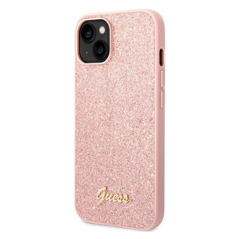 Kryt na Apple iPhone 14 Plus Guess Glitter Flakes Metal Logo GUHCP14MHGGSHP ružové