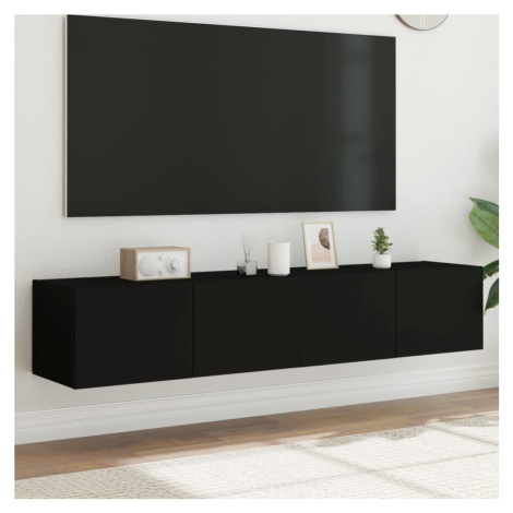 vidaXL TV nástenné skrinky s LED svetlami 2 ks čierne 80x35x31 cm