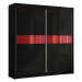 Expedo Skriňa s posuvnými dverami ALEXA, čierna/červené sklo, 200x216x61