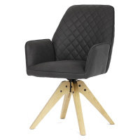 AUTRONIC HC-539 BK3 Židle jídelní s područkami, černá látka, dubové nohy, otočná P90°+ L 90° s v