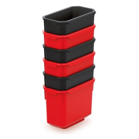 Sada úložných boxů 6 ks XEBLOCCK 14 x 7,5 x 28 cm černo-červená Prosperplast