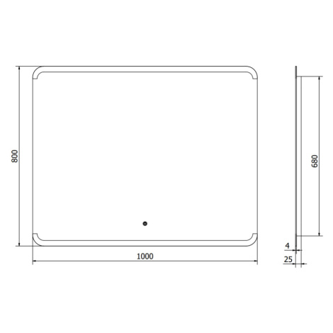 Mexen Nida, LED kúpeľňové zrkadlo s podsvietením 100x80 cm, 6000K, ochrana proti zahmlievaniu, 9