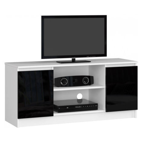 TV stolík Tonon 120 cm biely/čierny lesk