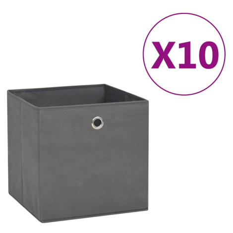 vidaXL Úložné boxy 10 ks, netkaná textília 28x28x28 cm, sivé