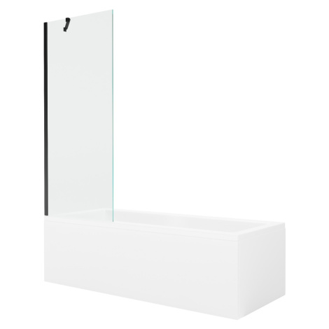 MEXEN/S - Cubik obdĺžniková vaňa 170 x 70 cm s panelom + vaňová zástena 70 cm, transparent, čier