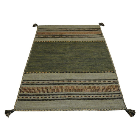 Zeleno-hnedý bavlnený koberec Webtappeti Antique Kilim, 120 x 180 cm