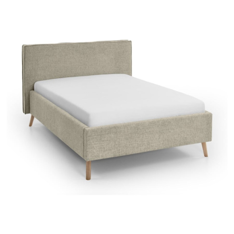 Béžová čalúnená dvojlôžková posteľ s úložným priestorom s roštom 140x200 cm Riva – Meise Möbel