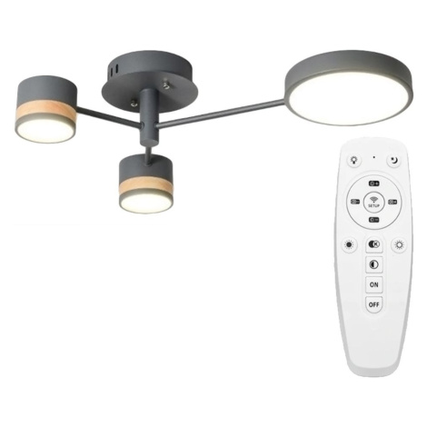 Toolight - LED stropná lampa 3-ramenná APP210-3CPR + diaľkové ovládanie, šedá-hnedá, OSW-08472