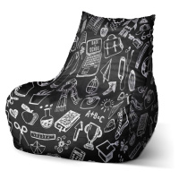 Sedací vak Bean Čierno-biela škola - 100 x 90 x 45 cm
