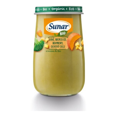 SUNAR Bio príkrm tekvica brokolica zemiaky olivový olej 4m+ 190 g